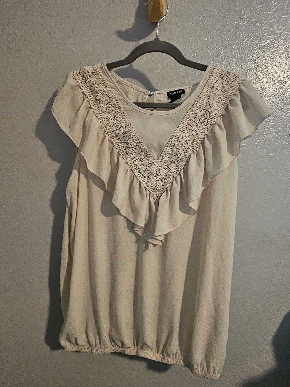 Torrid V-Neck Cream Lace Blouse
